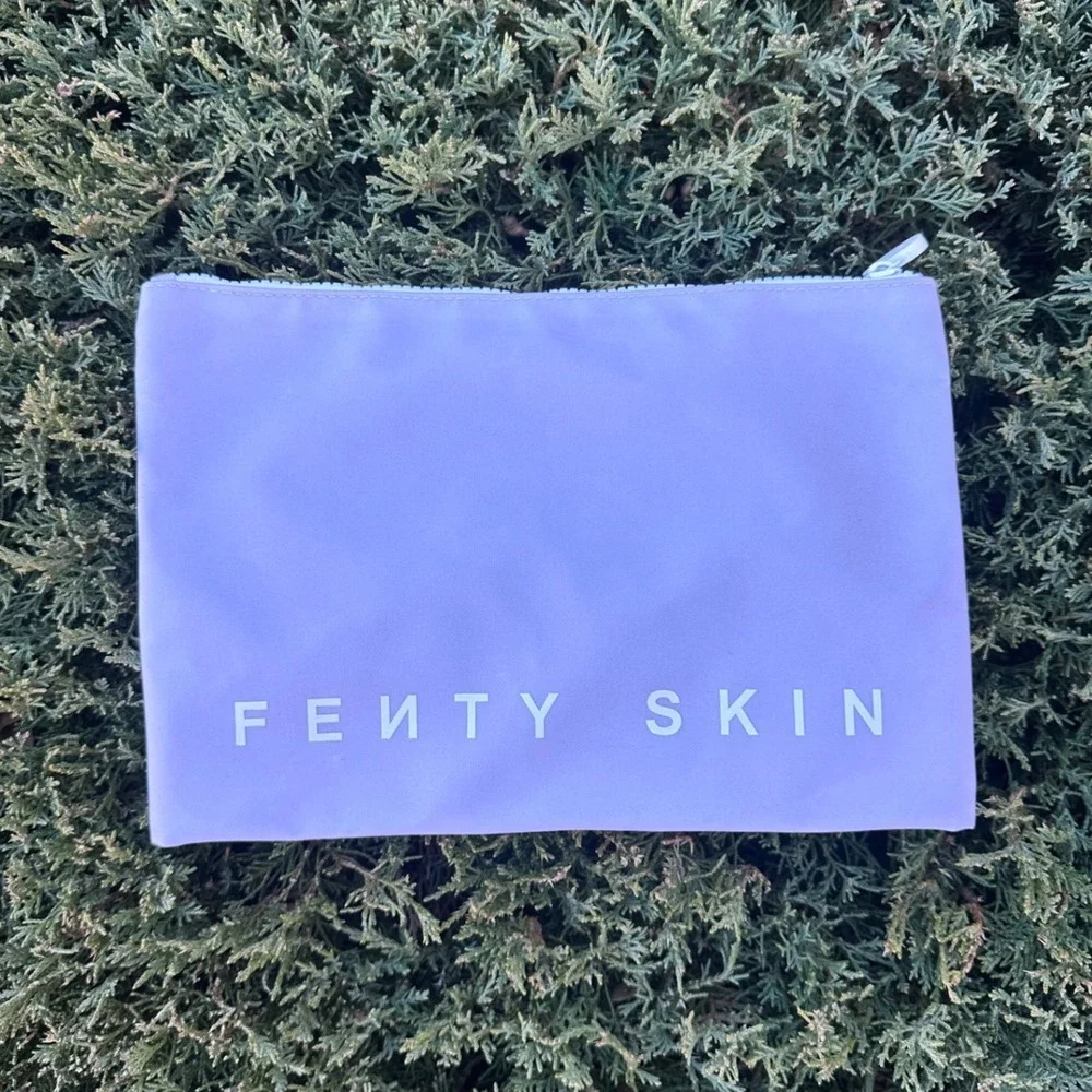 Fenty Skin Lavender Grey Makeup Bag Zippered Pouch Travel Cosmetic Case Logo